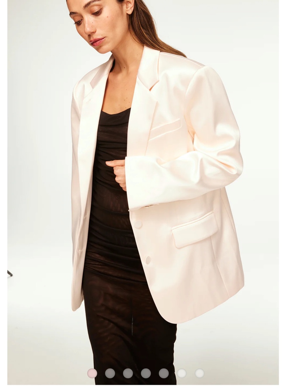 Misa Los Angeles Satin Blazer in Soft Cream